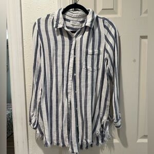 CJLA Sienna Striped Blue and White Buttondown Shirt